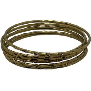 Classic Gold Bangle Bracelet Set  8" Circumference